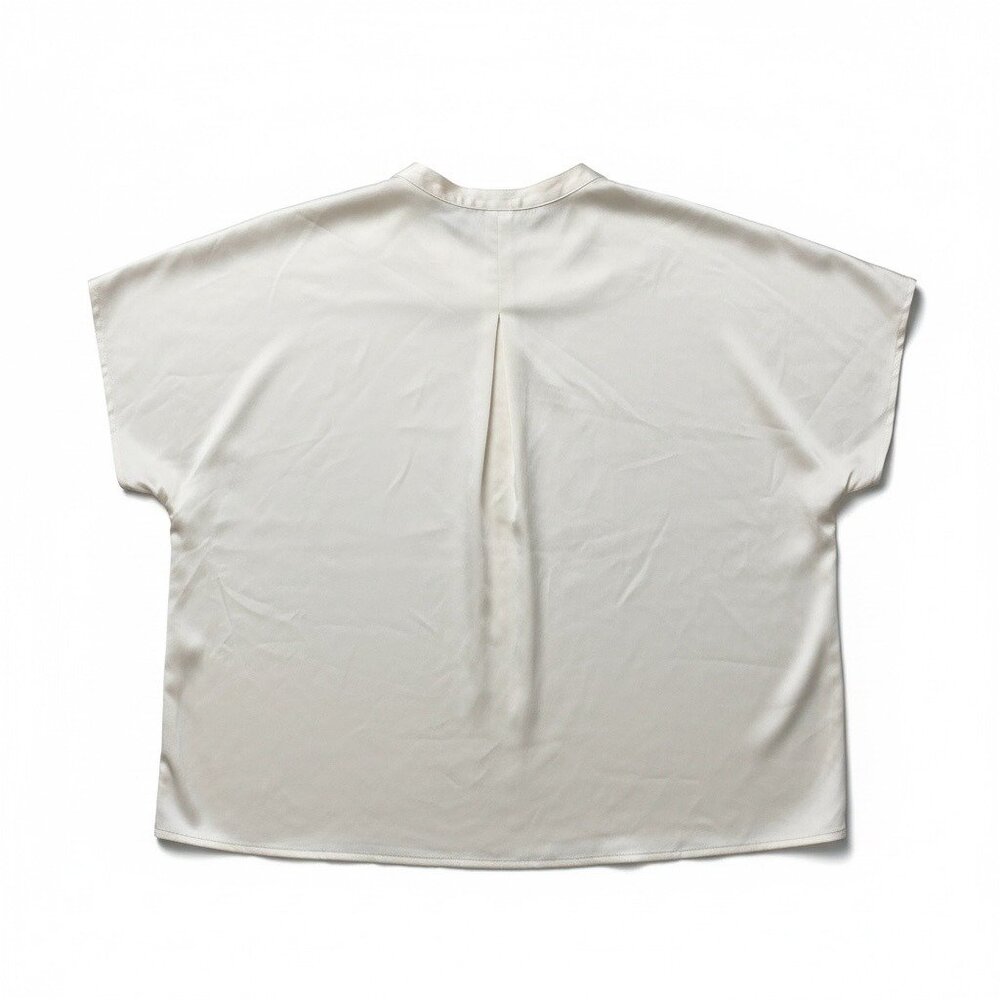 A New Day Womens Cream Short-Sleeve Button-Up Shirt Blouse Size Large - Picture 5 of 8